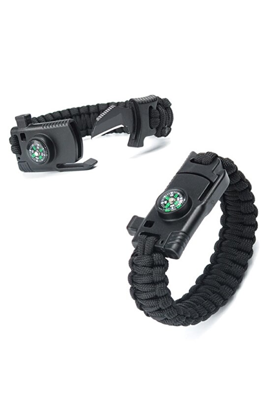 Paracord Survival Bileklik Bıçak Pusula Ateş Başlatıcı Magnezyum Ve İkaz Düdüğü
