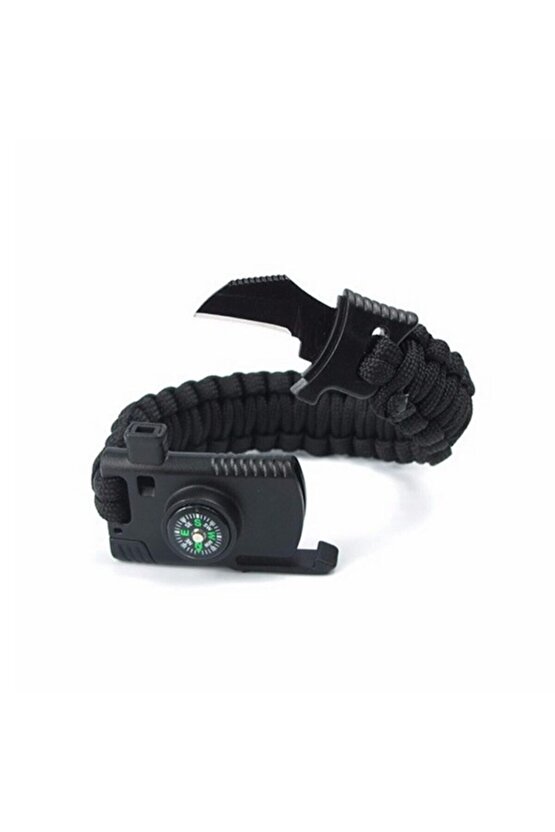 Paracord Survival Bileklik Bıçak Pusula Ateş Başlatıcı Magnezyum Ve İkaz Düdüğü