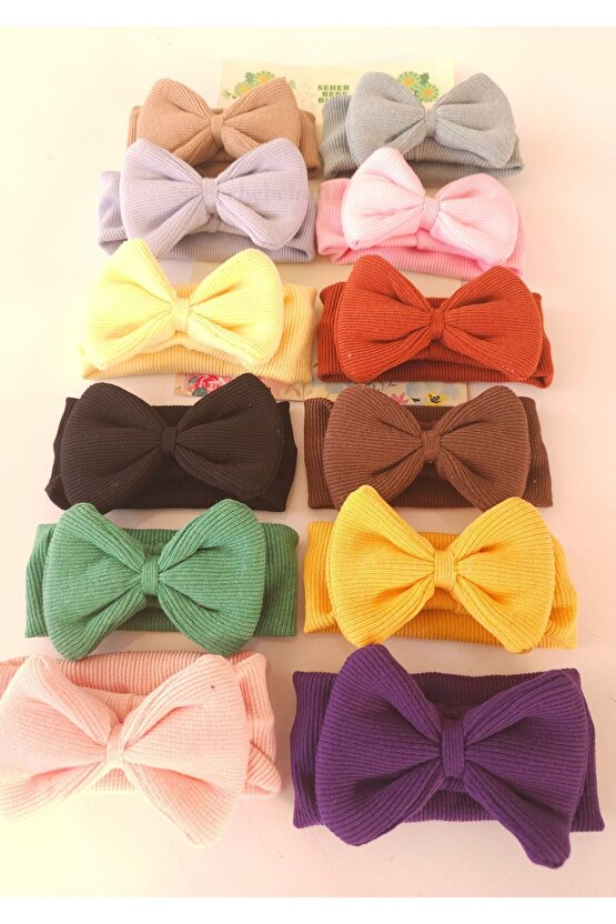 Kız Bebek & Çocuk Fiyonklu Bandana Set - Yumuşak- Esnek