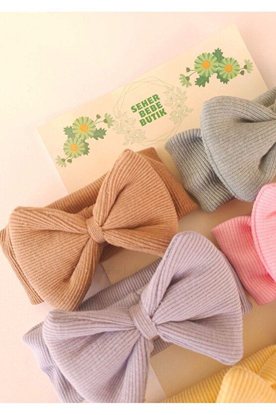 Kız Bebek & Çocuk Fiyonklu Bandana Set - Yumuşak- Esnek