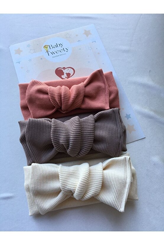 3lü El Yapımı Ribana Toka Sevimli Bandana Kız Bebek Bandana
