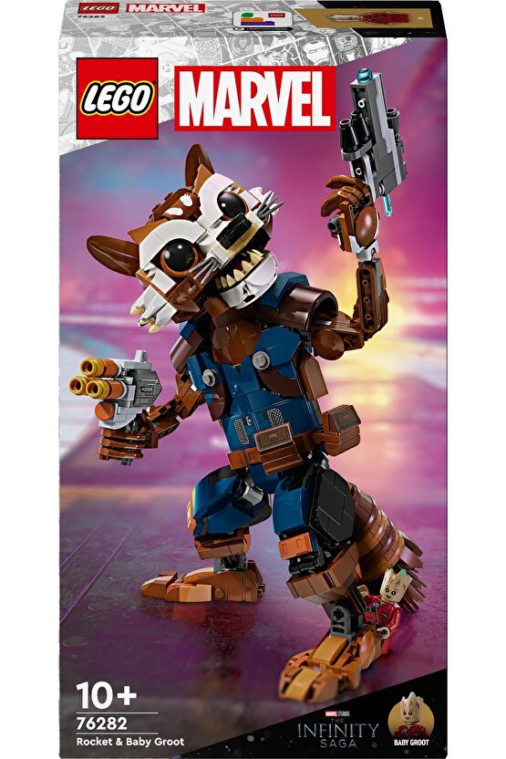 ® Marvel Rocket ve Bebek Groot 76282 - 10+ Yaratıcı Oyuncak Yapım Seti (566 Parça)