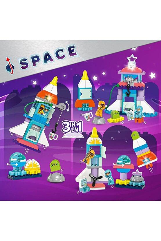 ® DUPLO® 3’ü 1 Arada Uzay Mekiği Macerası 10422 - 3+ Eğitici Oyuncak Yapım Seti (58 Parça)