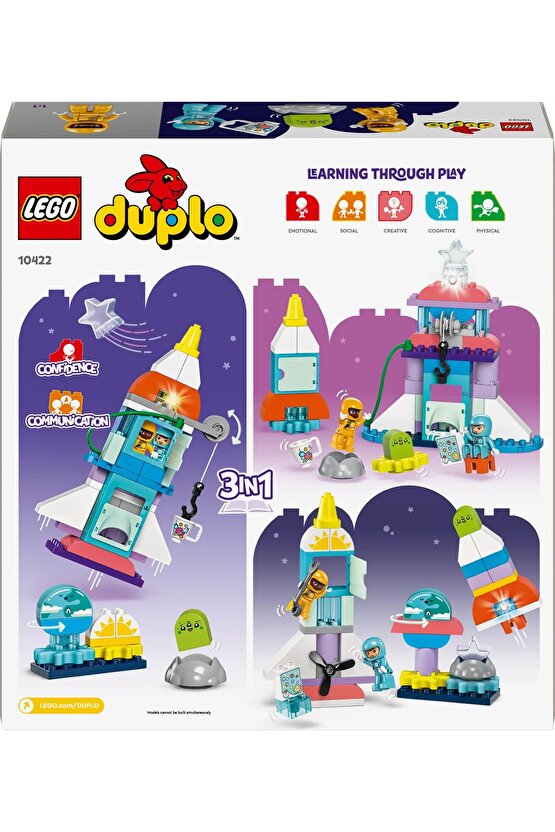 ® DUPLO® 3’ü 1 Arada Uzay Mekiği Macerası 10422 - 3+ Eğitici Oyuncak Yapım Seti (58 Parça)