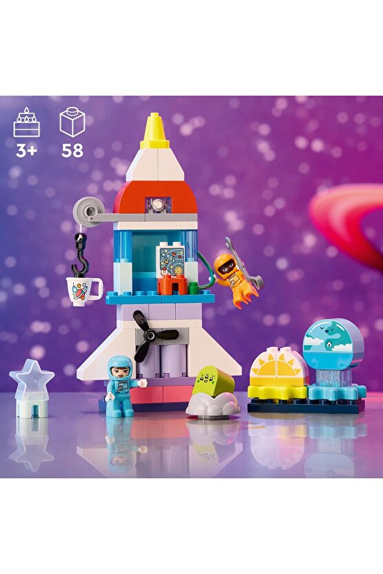 ® DUPLO® 3’ü 1 Arada Uzay Mekiği Macerası 10422 - 3+ Eğitici Oyuncak Yapım Seti (58 Parça)