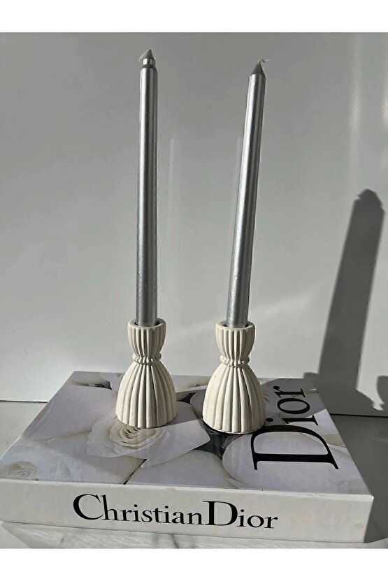 2 Adet Dekoratif Şamdan Mumluk Beyaz Mumluk, Tealight Pinterest Model Aksesuar