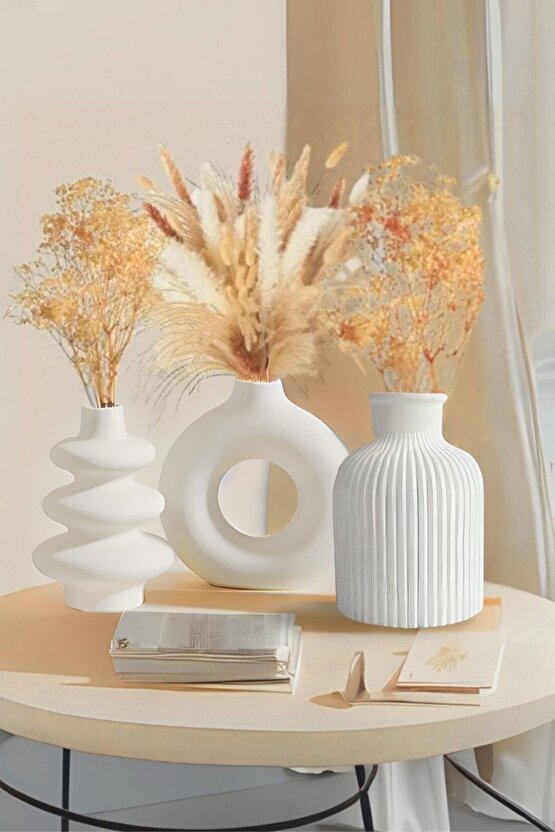 3lü İskandinav Tarzı Bohem Vazo Hediyelik Pinterest Pampas Vazosu Set Vazo Dekoratif Eşya