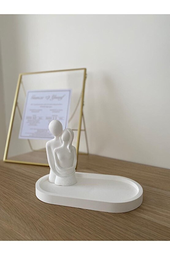 Bernamiofficial Art Dekoratif Biblo Sarılan Çift Ve Sunum Tabağı 2li Set