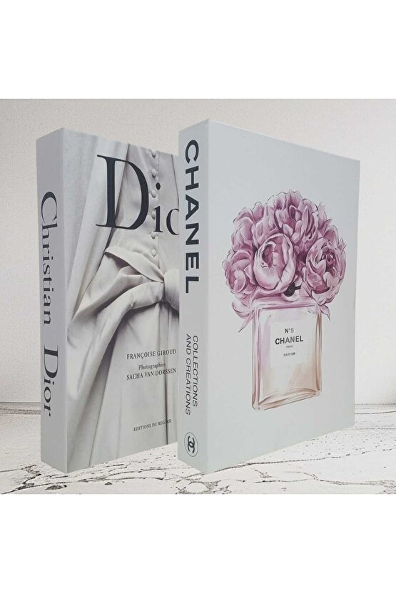 2li Dekoratif Kitap Görünümlü Kutu Gelinlik & Parfum Temalı