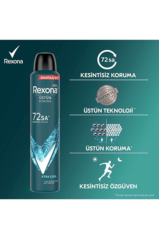 Men Erkek Sprey Deodorant Xtra Cool 72 Saat Kesintisiz Koruma 200 ml