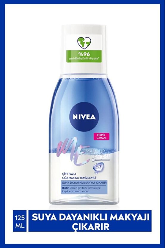 Çift Fazlı Göz Makyaj Temizleyici 125ml,Hassas Kirpik Bakımı, Suya Dayanıklı Makyajı Çıkarır