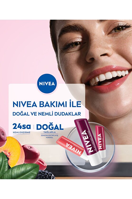 Dudak Bakım Kremi Ve Dudak Parlatıcı 4.8gr, Şeftali Kokusu, 24 Saat Nemlendirici, Hafif Pembe Işıltı