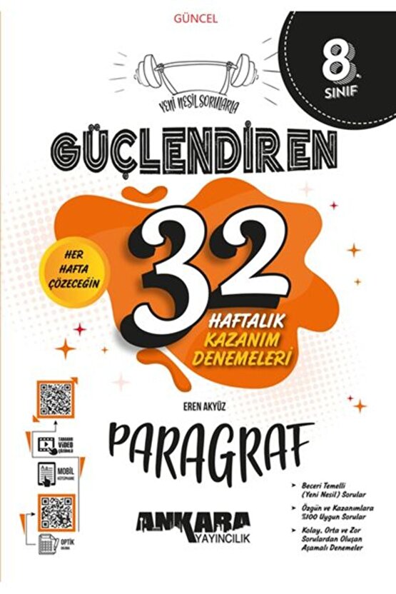 8.sınıf Paragraf Yeni Nesil Sorularla Güçlendiren 32 Haftalık Kazanım Denemeleri