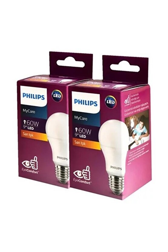 Phılıps Ledbulb 9-60w E27 2700k 2li Ampul