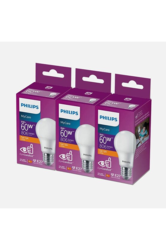 Mycare Led Ampul 8w - 60w 2700k Sarı Işık 806 Lümen ( 12 Adet )