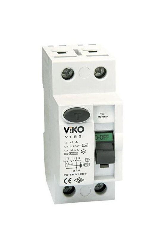Viko Kaçak Akım Sigortası Monofaze 2 Kutuplu 25 Amper 30 Ma