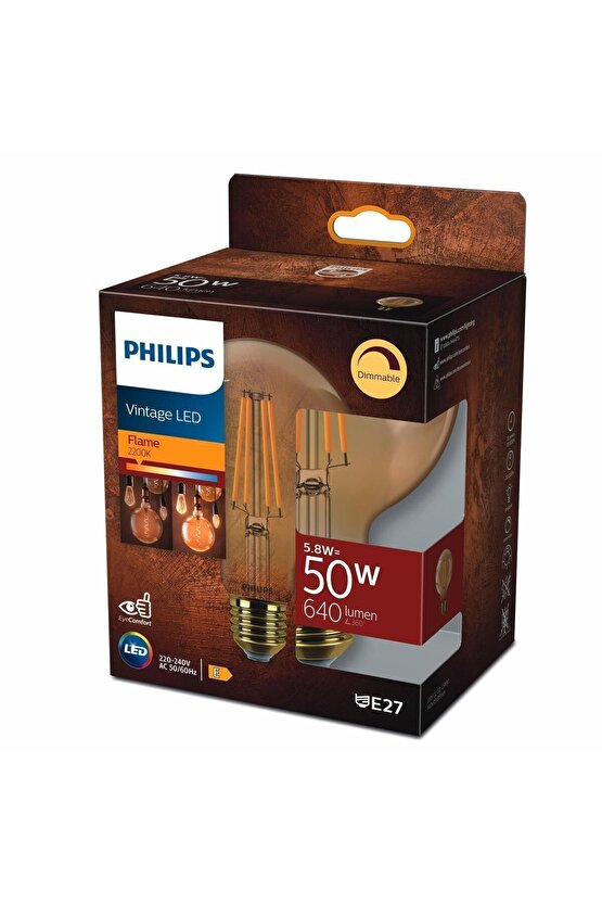 Filament Ampul Amber 50 W Sarı Işık G95 E27