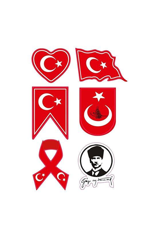 Türk Bayrağı ve Atatürk Temalı Sticker Seti - Vatan Sevgisini Yansıtan Özel Tasarımlar