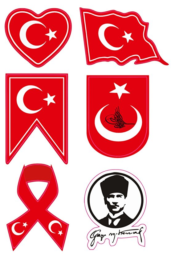 Türk Bayrağı ve Atatürk Temalı Sticker Seti - Vatan Sevgisini Yansıtan Özel Tasarımlar