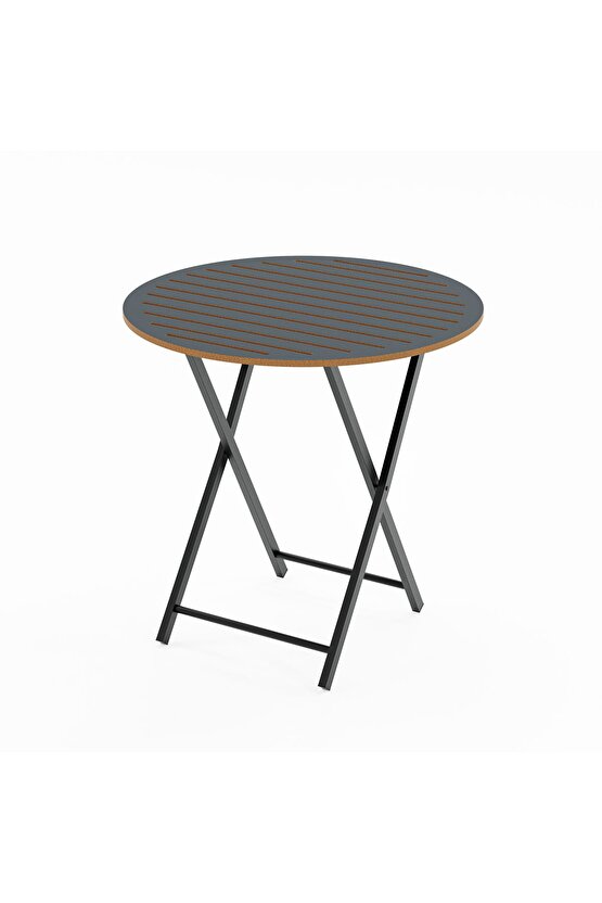 Katlanır 4 Kişilik Yuvarlak Bahçe Masası Bistro Masa 70x70 Füme 1508