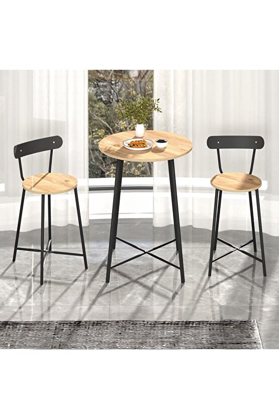 Mutfak Oval 2 Kişilik Bar Yemek Masası Çam 1515