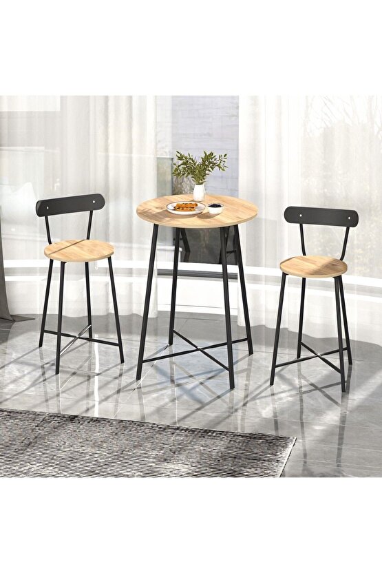 Mutfak Oval 2 Kişilik Bar Yemek Masası Çam 1515