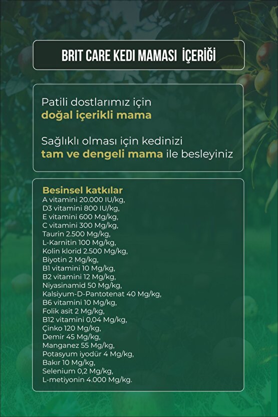 Hipoalerjenik Üriner Sistem Sağlığı Tavuklu Tahılsız Kısırlaştırılmış Kedi Maması 2kg 102025