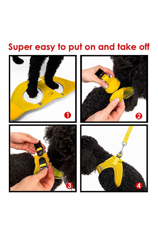 Air-Mesh Küçük ve Orta Irk Kedi Köpek Göğüs Tasması Yumuşak,Nefes Alabilir, Dayanıklı Sarı