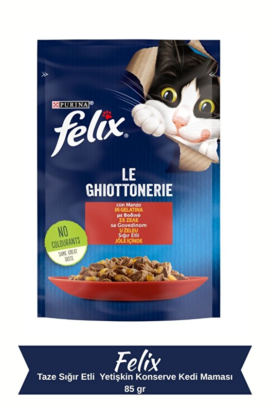 Taze Sığır Etli Ve Kümes Hayvanlı Jöleli Pouch Yetişkin Konserve Kedi Maması 85 gr