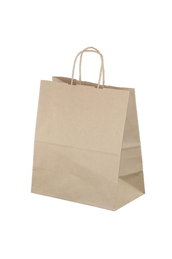 Burgu Saplı Kraft Kağıt Çanta 28x17x29 Cm 50 Adet