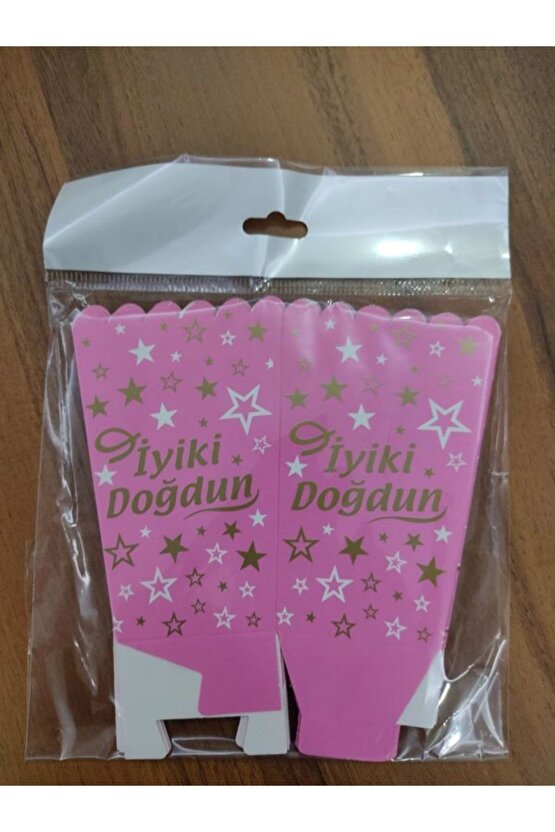Pembe Altın Yazılı Iyiki Doğdun Mısır Kutusu 8li