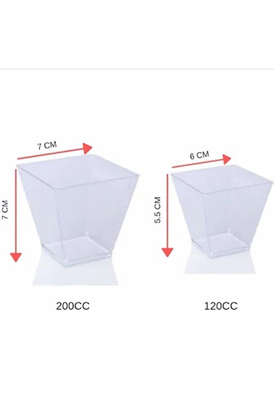 Pvc Prizma Mini Mika Plastik Kare Kap Küp Sunum Kase 120 Cc **8.**.adet Sunumluk**sert Mika**