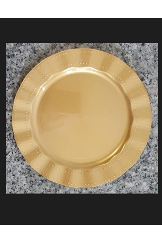 Plastik Tabak Sert Lüks 18cm (6 ADET) Renk Gold