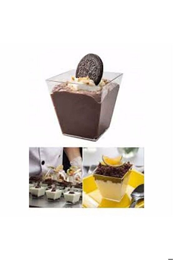 20 Adet Sunum Kasesi Magnolya Dondurma Puding Tatlı Meze Salata Cup Kabı Sert Plastik Mika Kase