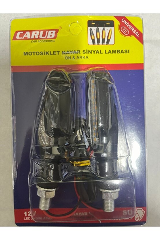 Carub Motosiklet Üniversal Sinyal Lambası12v Kayar Sarı 2li