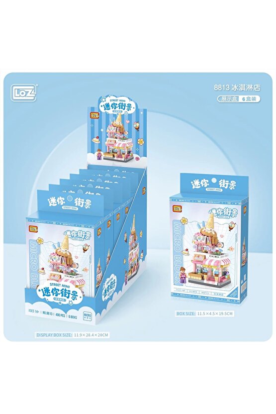 Mikro Blok Dondurma Dükkanı 400 Parça - Lego Setleri - Loz Mini Lego - Şehir Lego - Loz Lego - Mikro