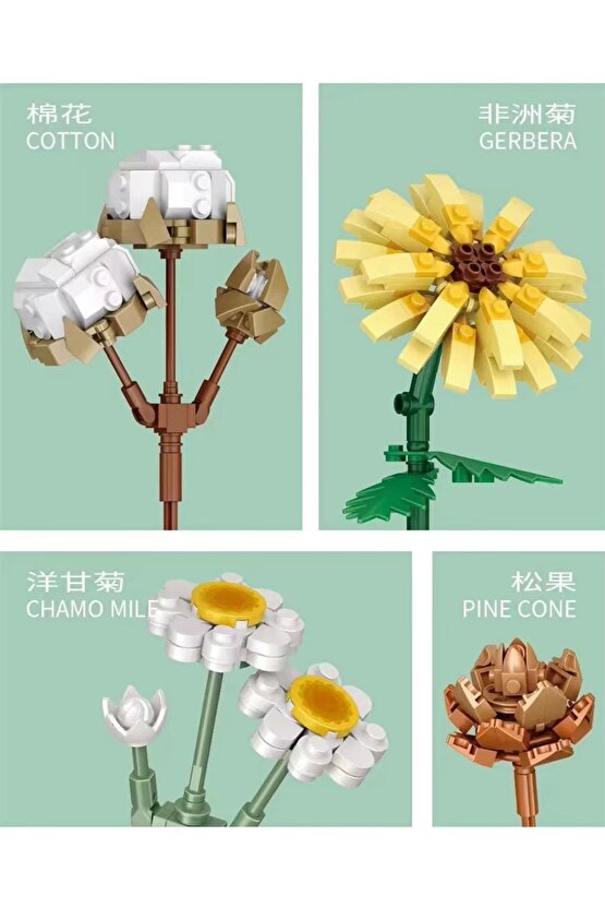 Mikro Blok Sonsuz Çiçekler 2 646 Parça - Lego Setleri - Loz Mini Lego - Çiçek Lego - Loz Lego - Mikr
