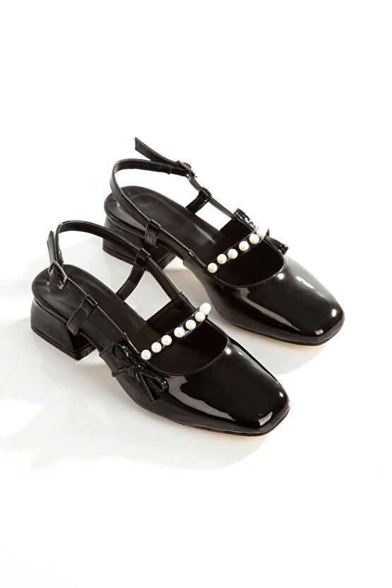 Eylülden Moda Shoes Kadın Maste İncili Kısa Topuklu Ayakkabı