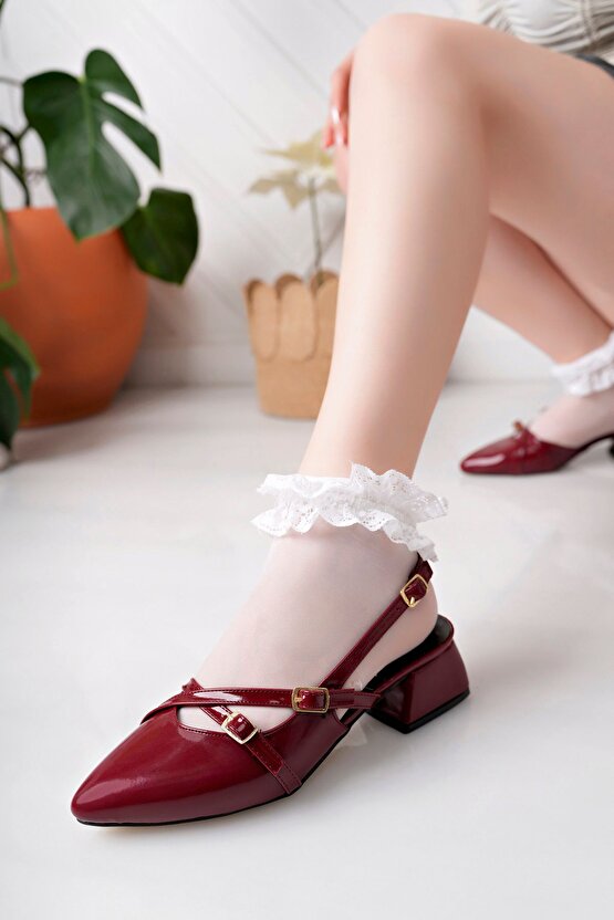 Kısa Topuklu Female Siyah Rugan Stiletto 4 Cm