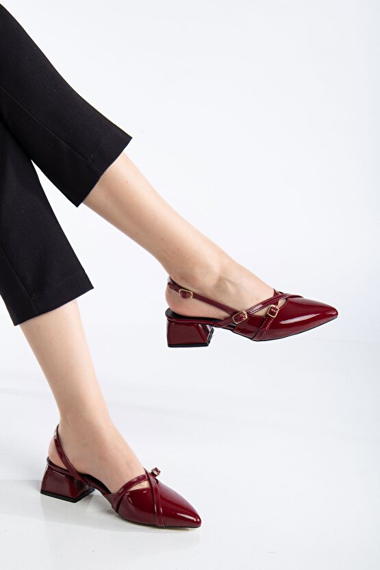 Kısa Topuklu Female Siyah Rugan Stiletto 4 Cm