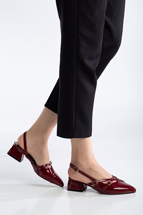 Kısa Topuklu Female Siyah Rugan Stiletto 4 Cm