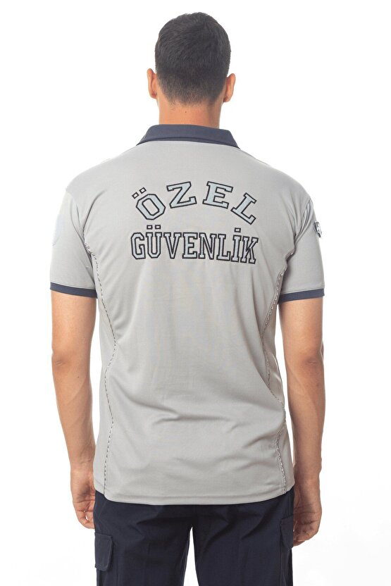 Kısa Kollu Reflektörlü Gri Renkli Yeni Tip Kamu Personel Mikrofiber Özel Güvenlik T-shirt