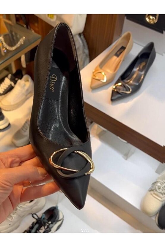 Diva Siyah Az Topuklu Kadın Günlük Ayakkabı