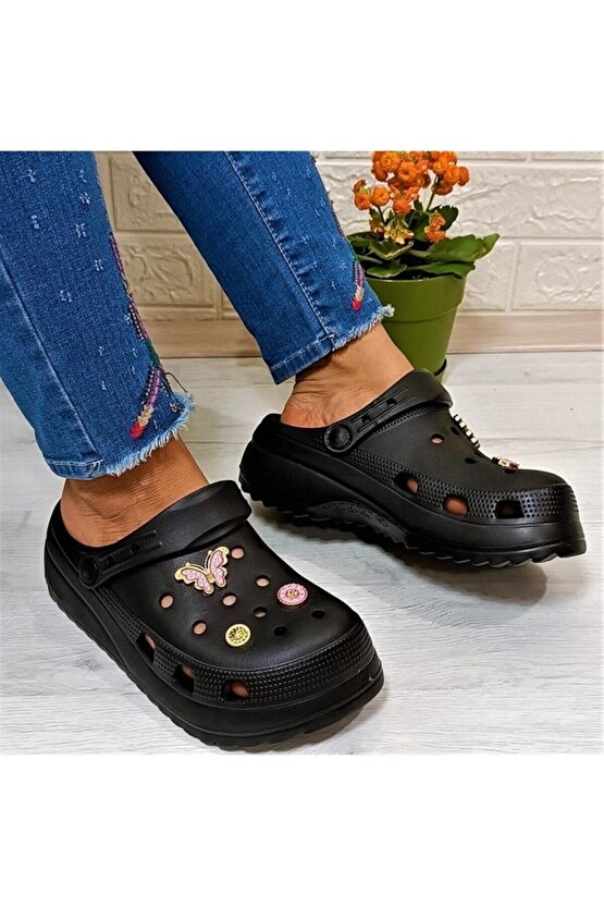 Kadın terlik plaj crocs taşlı yüksek ortapedik