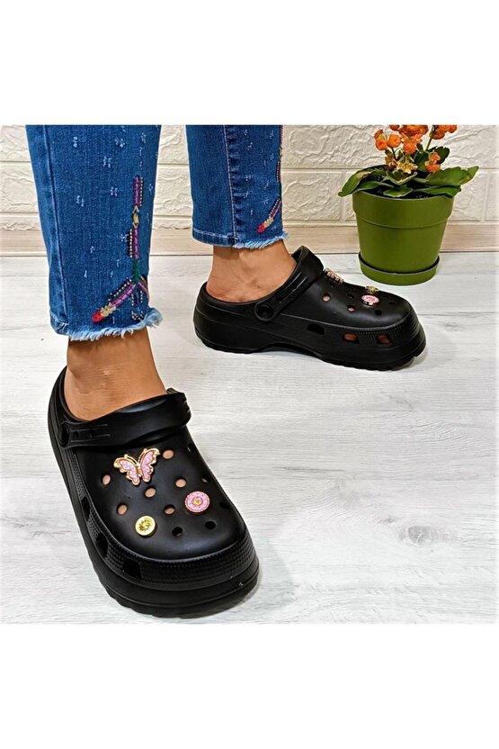 Kadın terlik plaj crocs taşlı yüksek ortapedik