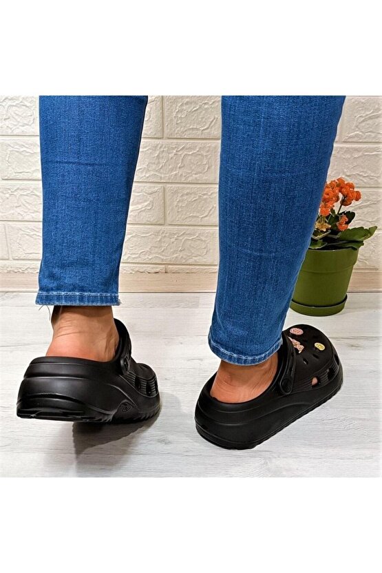 Kadın terlik plaj crocs taşlı yüksek ortapedik