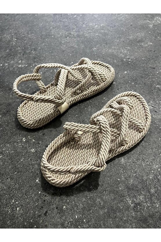 KADIN BEJ HALAT İP SANDALET