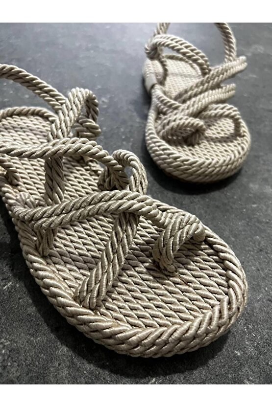 KADIN BEJ HALAT İP SANDALET