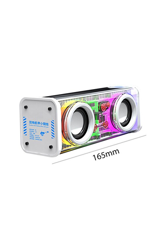bluetooth hoparlör tws özellikli 2x5w led ışıklı fm radyo usb sd kart giriş kablosuz şarjlı speaker