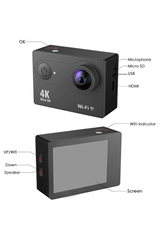Wifi Li Aksiyon Kamera 4k Ultra Hd 1080p Spor Dalış Motorsiklet Kask Kayak Doğa Avcı Kamerası